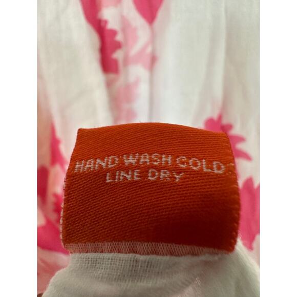 Oliphant Jaipur Medium Pink Floral Halter Smocked Midi Dress Cotton Boho Vacay - Picture 8 of 13